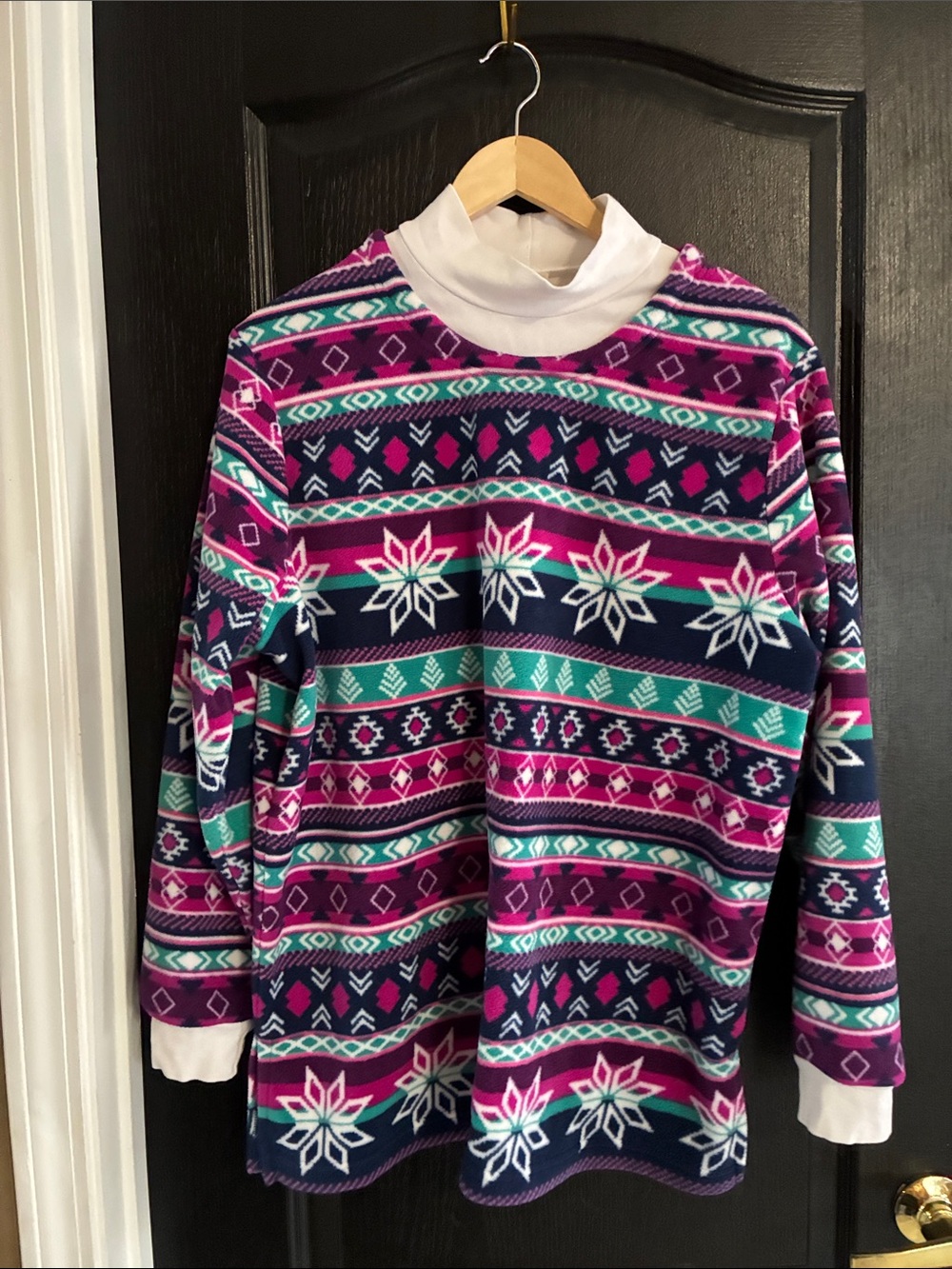 Blair Navy, Purple & Teal Patterned Cowlneck Sweater